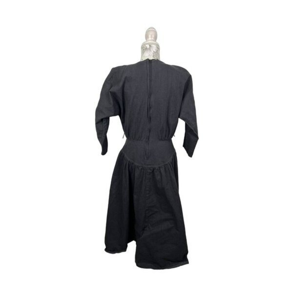 PG‎ Collections Western Style Black Denim Dress with White Embroidery Size 10 - Picture 4 of 14